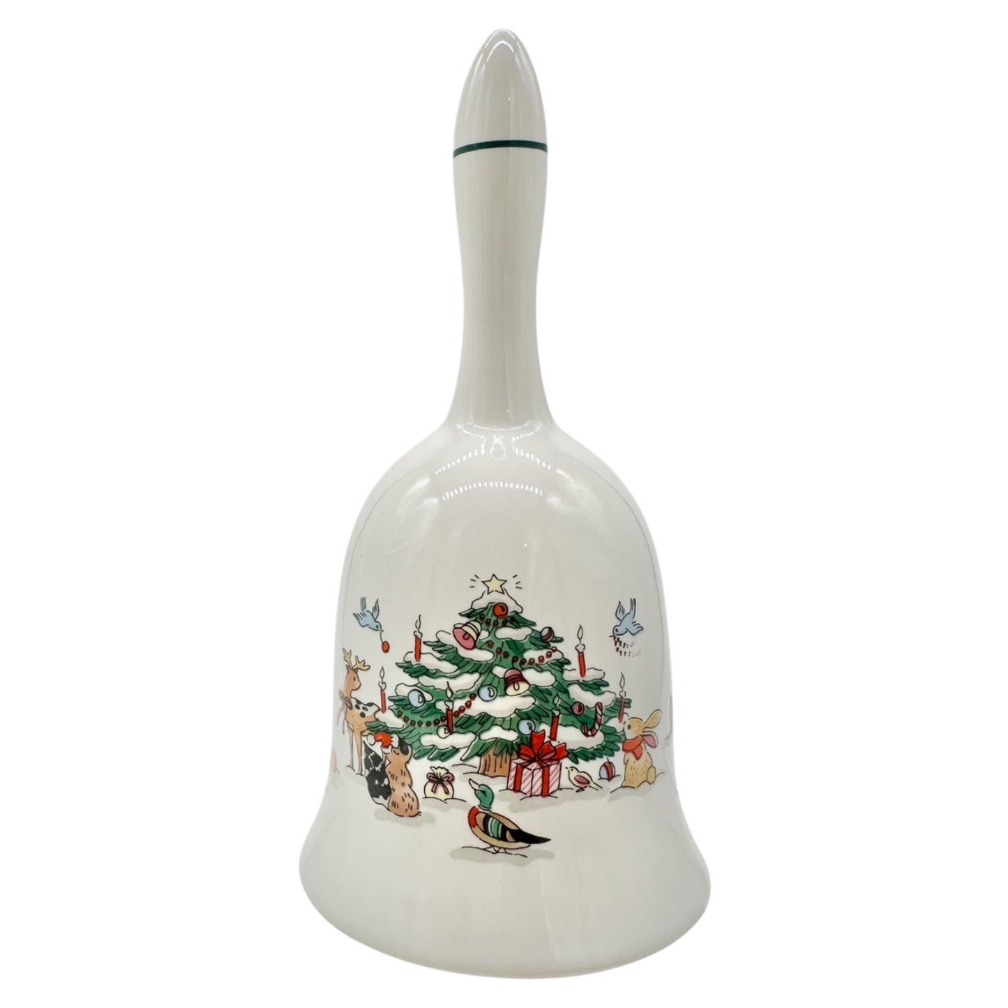 Christmas Ming Pao Woodland Ceramic Bell Festive Tree and Animals Design 6 inch