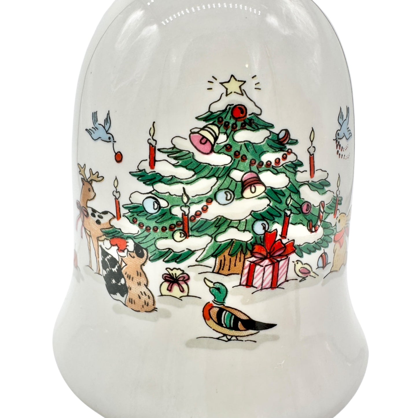 Christmas Ming Pao Woodland Ceramic Bell Festive Tree and Animals Design 6 inch