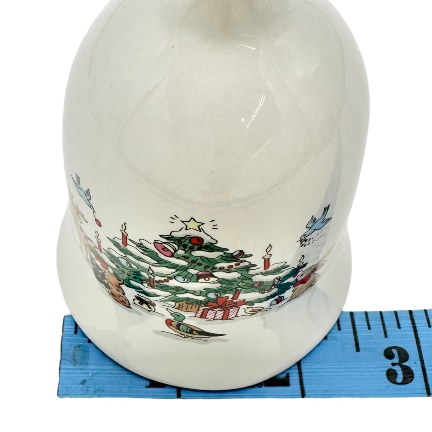 Christmas Ming Pao Woodland Ceramic Bell Festive Tree and Animals Design 6 inch