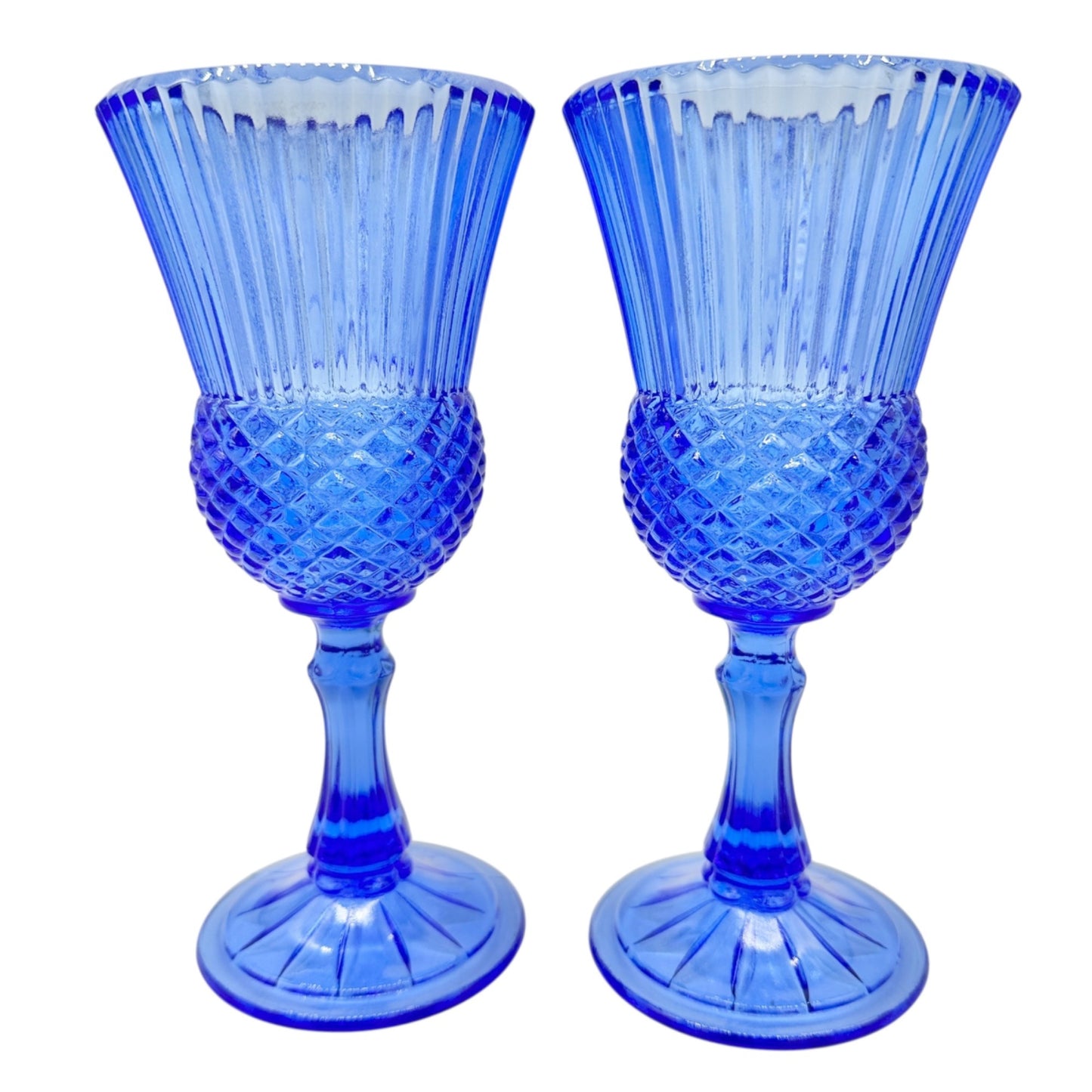 Avon Set of 2 Drinking Glasses Goblets 8 oz Blue George Washington Excellent