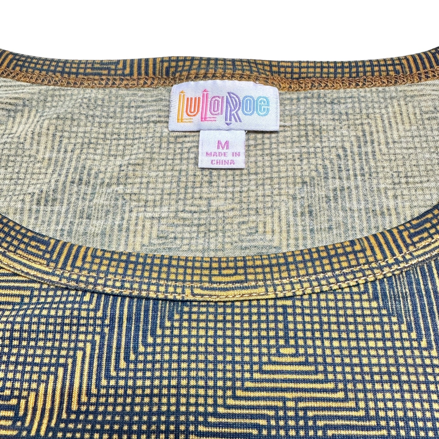 LuLaRoe Retired Julia Dress M Brown & Black Geometric Print SS Form Fitting NWT