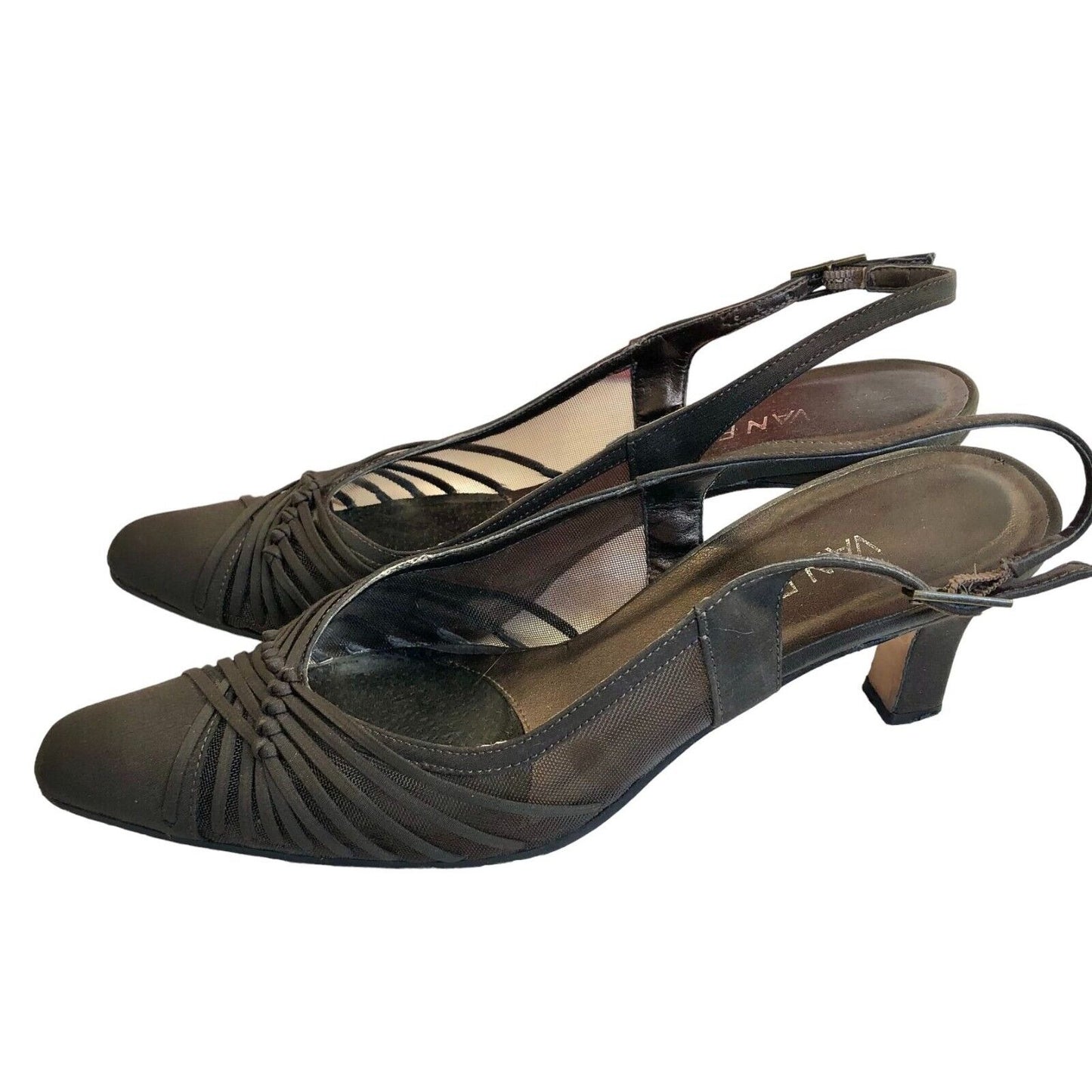 Vintage VANELi Macee Tmoro Pescafab Slingback Heeled Sandal Shoes Brown 8 1/2 N