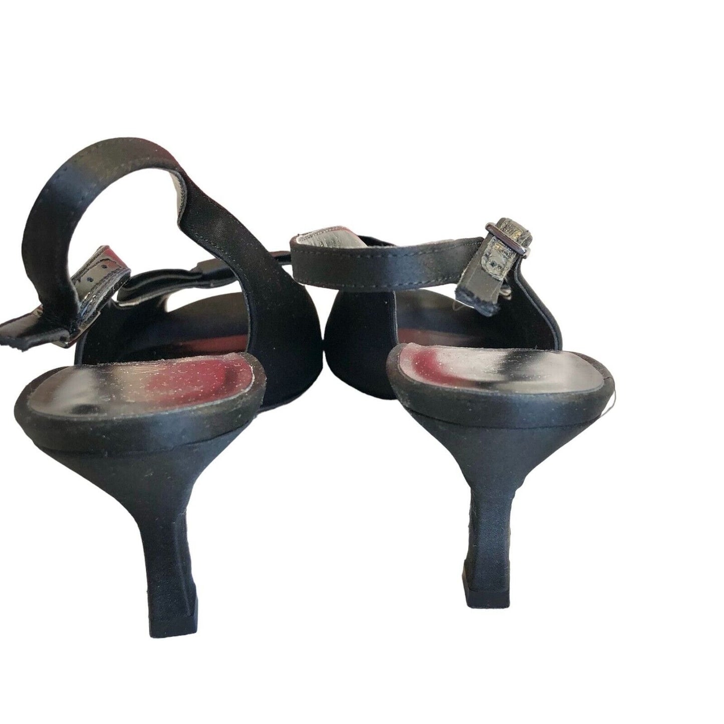 Van Eli Lorilyn Black Satin Womens 8.5 N Slingback Pumps Open Toe Bow Accent