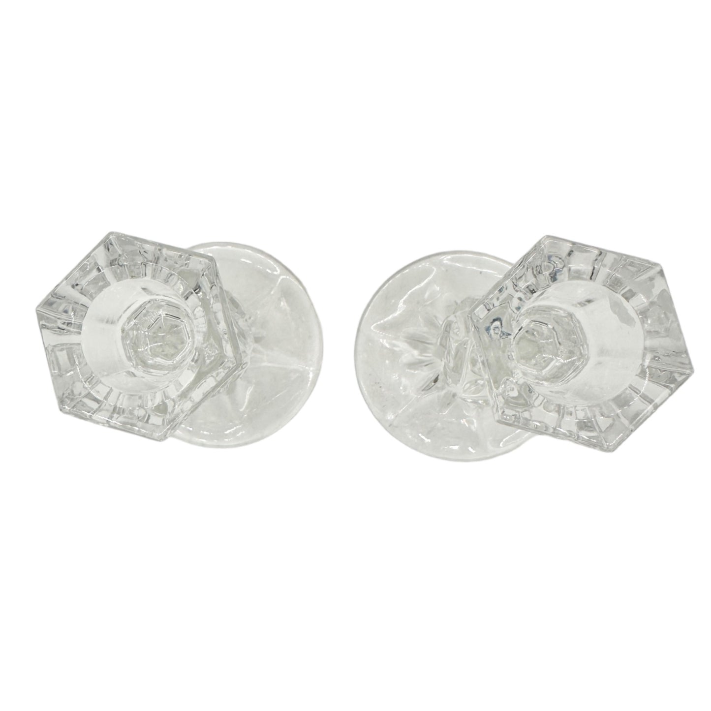 Set of 2 Vintage Taper Crystal Candle Holders 6.5 inch EUC