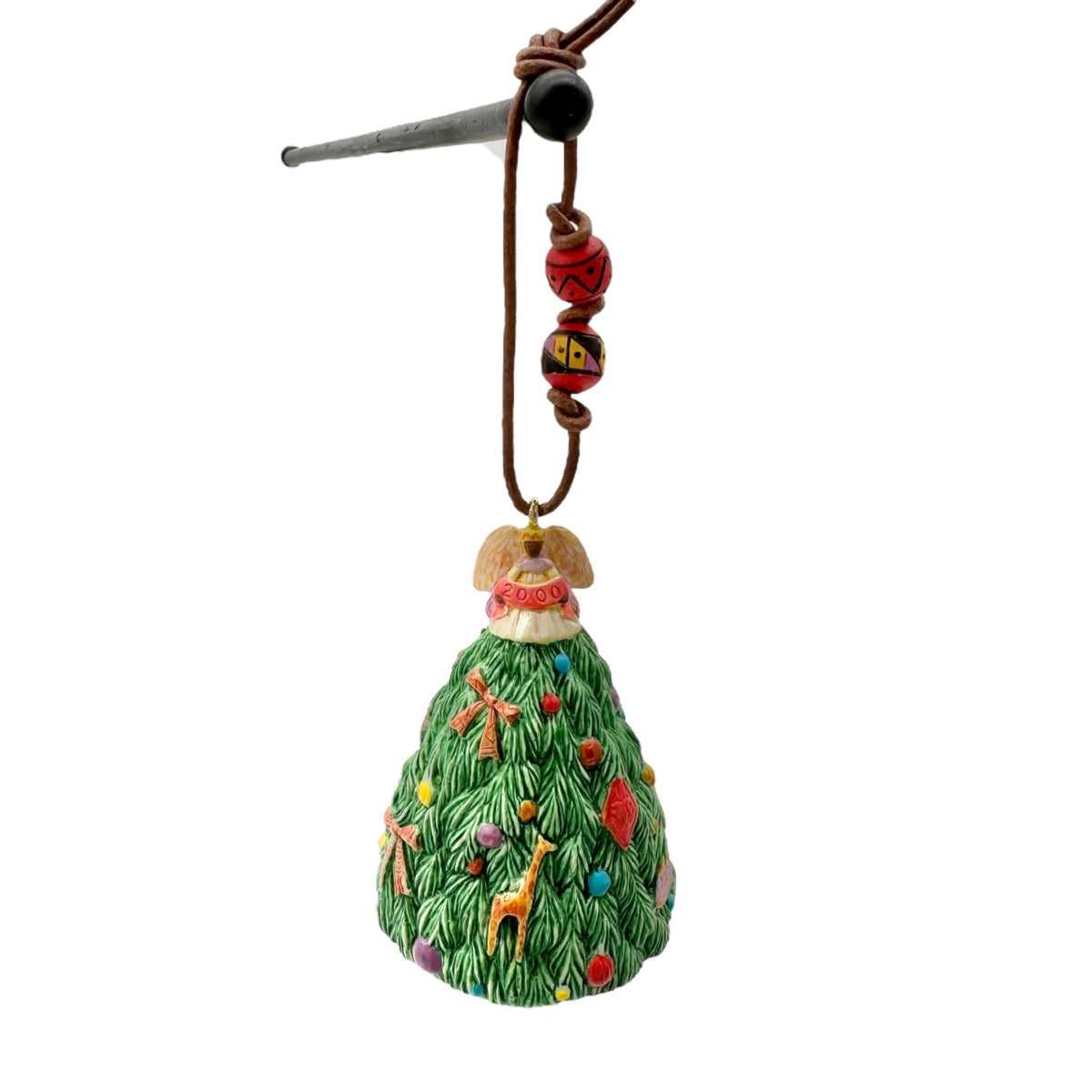 Vtg 2000 Hallmark Keepsake Ornament Angel Blessed Tree Beaded Leather Strap