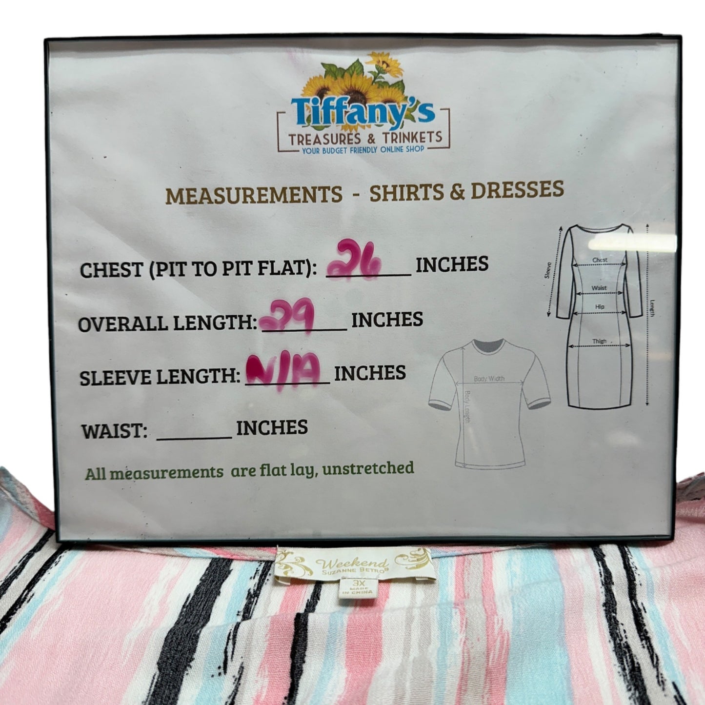 Weekend Suzanne Betro Tunic Top Womens 3X Sleeveless Striped Multicolor Boho