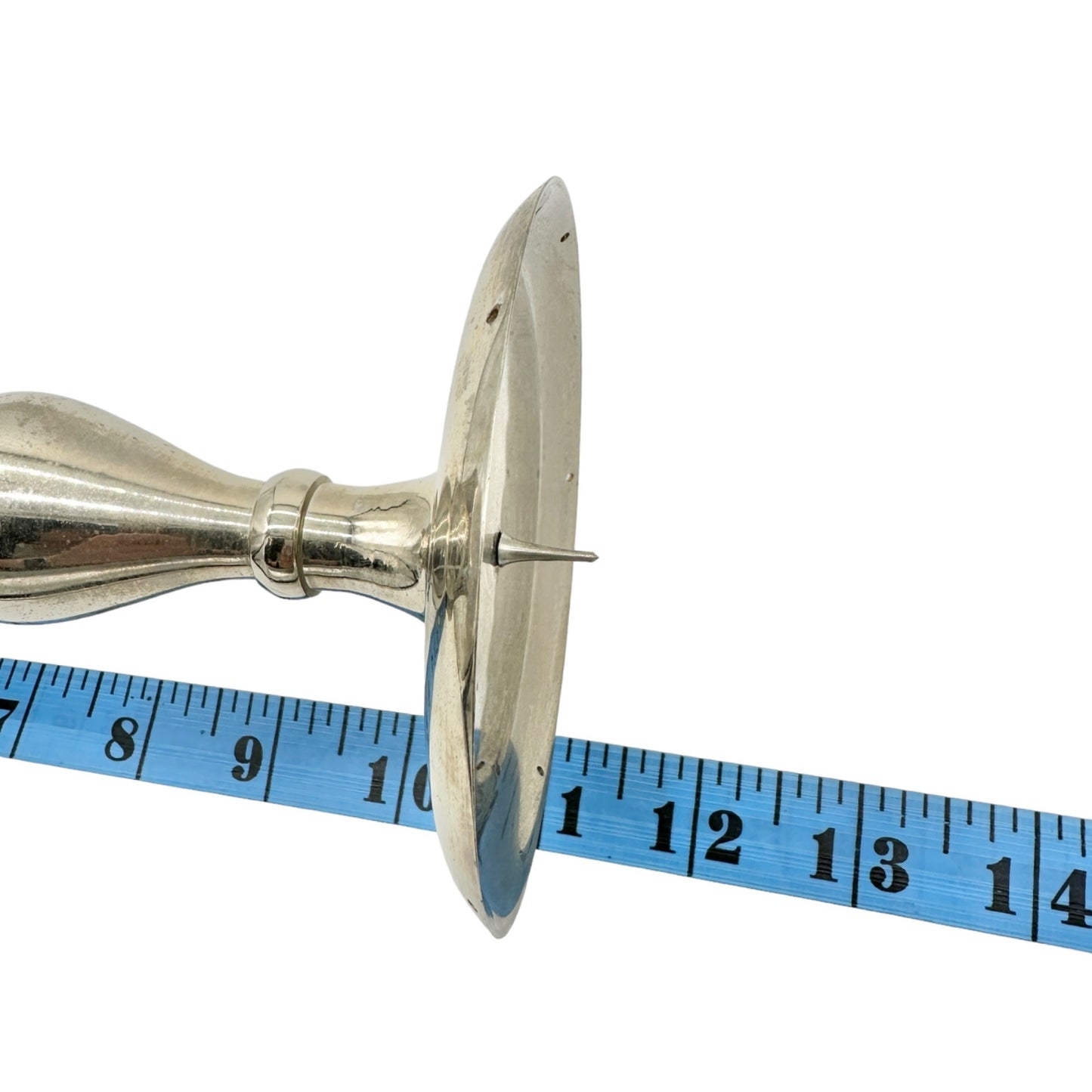 Vintage Silver-Plated Candle Holder With Ornate Design 11 in Tall