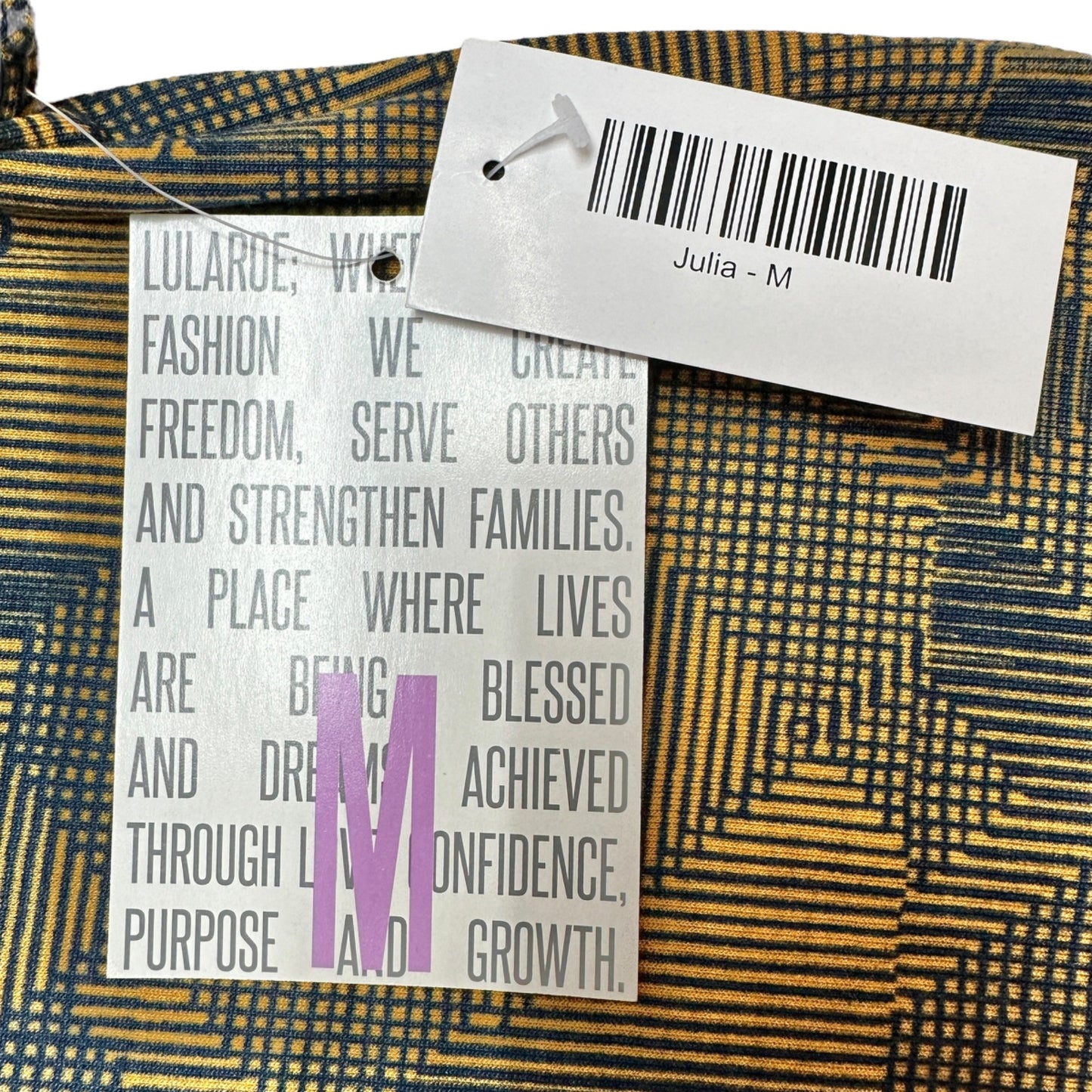 LuLaRoe Retired Julia Dress M Brown & Black Geometric Print SS Form Fitting NWT