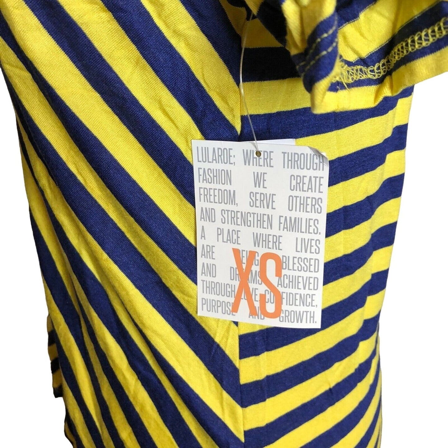 LuLaRoe Classic T Women's Extra Small Top Blue and Yellow Stripes NWT