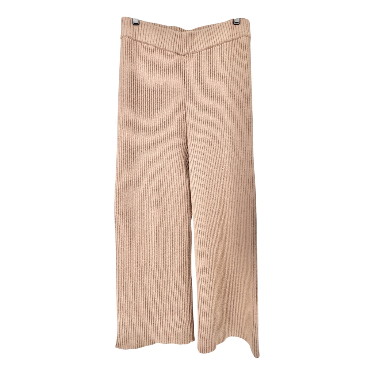 Justfab Ribbed Knit Pants Womens XL Beige Ribbed Wide-Leg Soft Comfortable