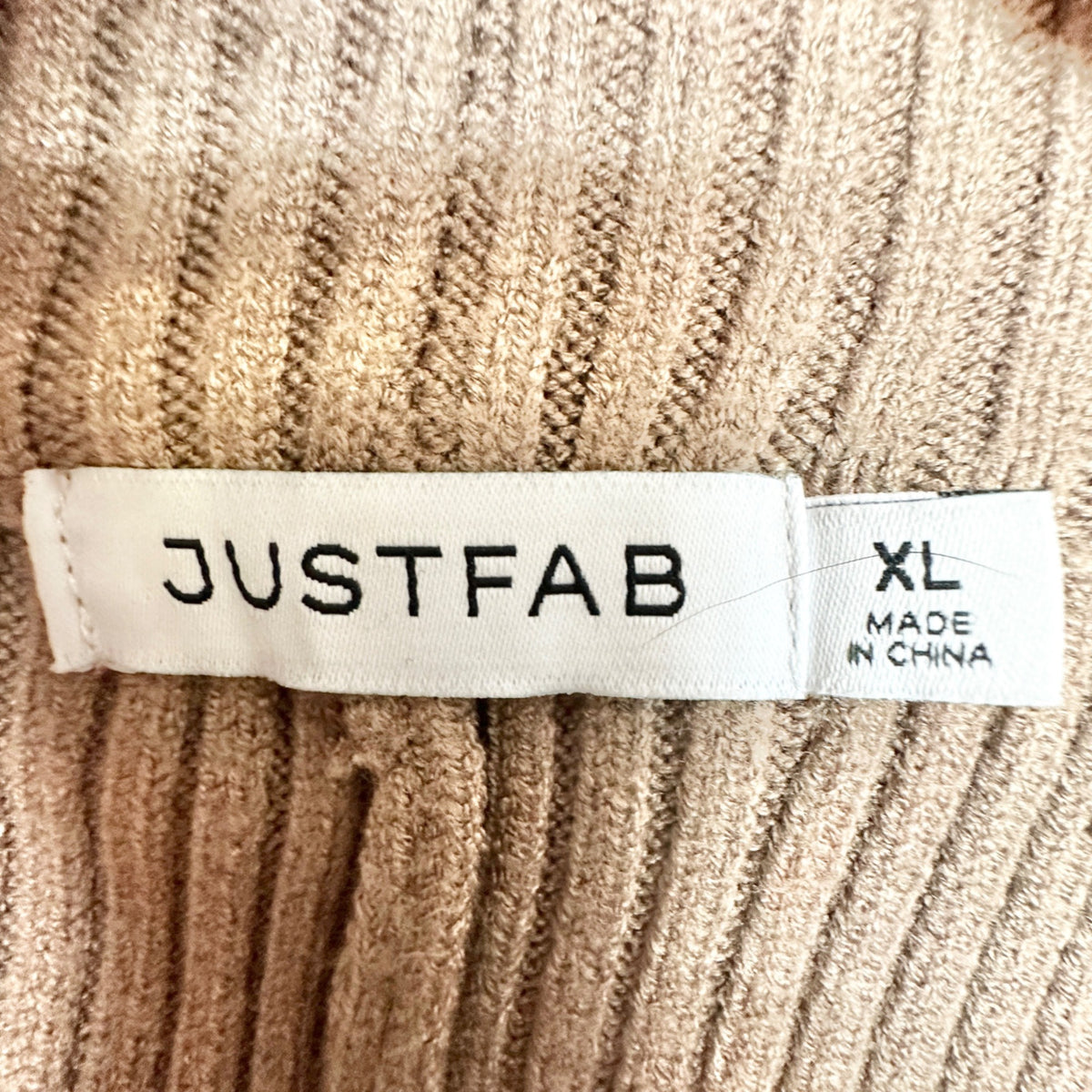 Justfab Ribbed Knit Pants Womens XL Beige Ribbed Wide-Leg Soft Comfortable