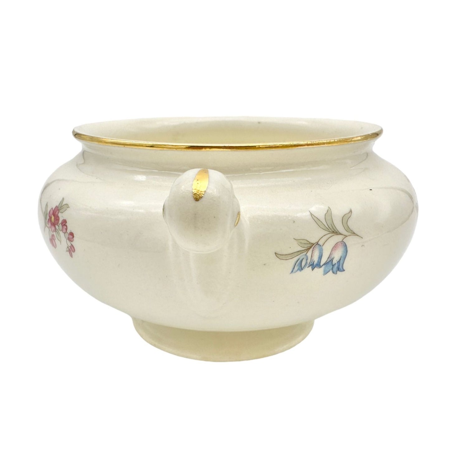 Homer Laughlin Eggshell Nautilus Sugar Bowl 6.5 inch Cream Flowers No Lid