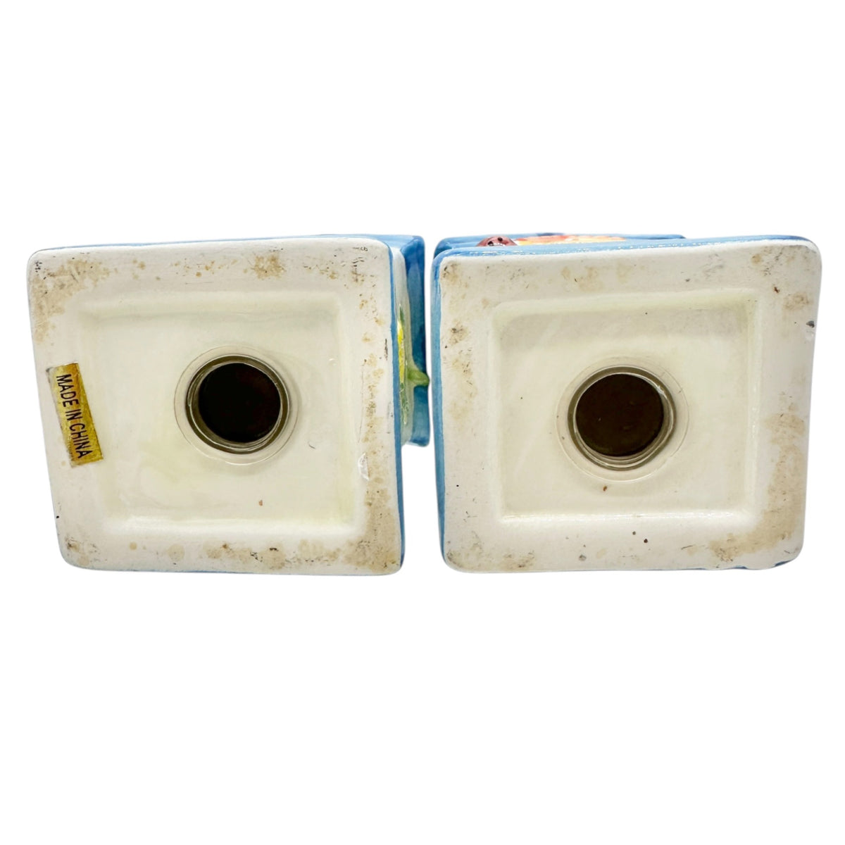 Birdhouse Salt and Pepper Shakers Hand Painted Ceramic Bee Ladybug Florals 3.5"H