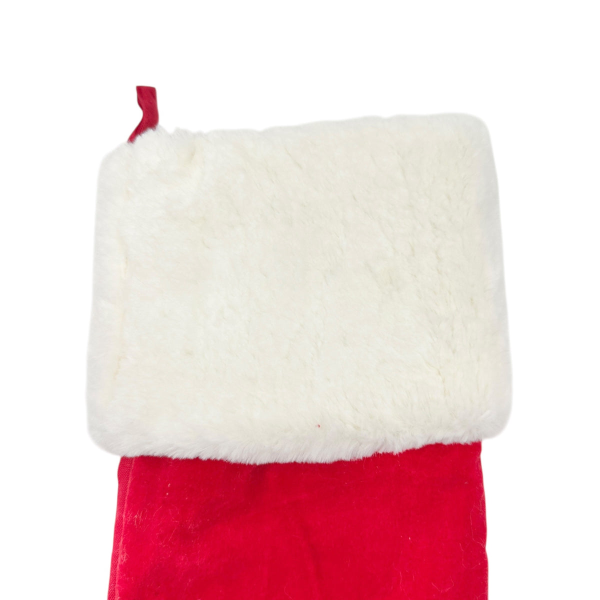 Max Studio Home Red Velvet Christmas Stocking Faux Fur Cuff Beaded Tree Design