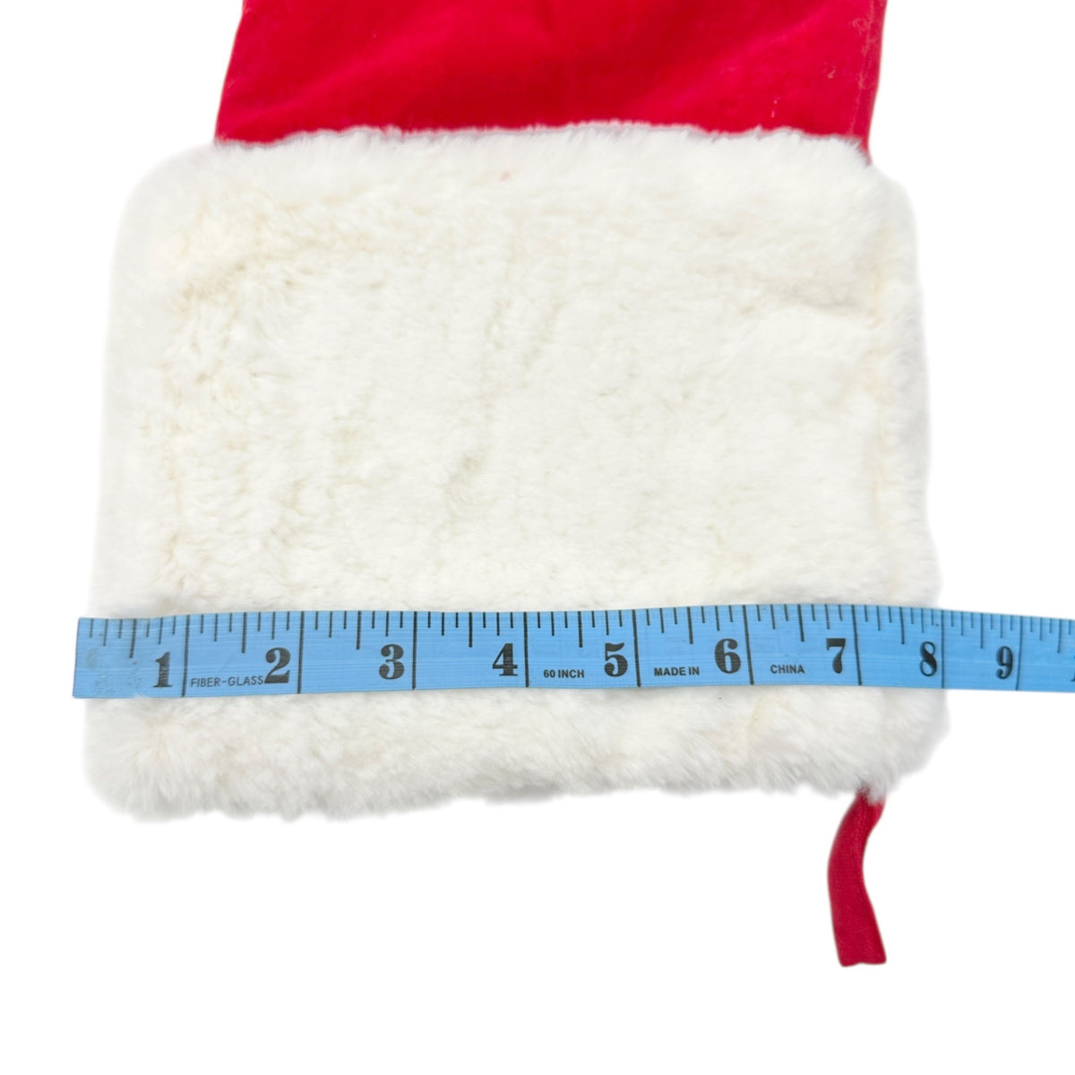 Max Studio Home Red Velvet Christmas Stocking Faux Fur Cuff Beaded Tree Design