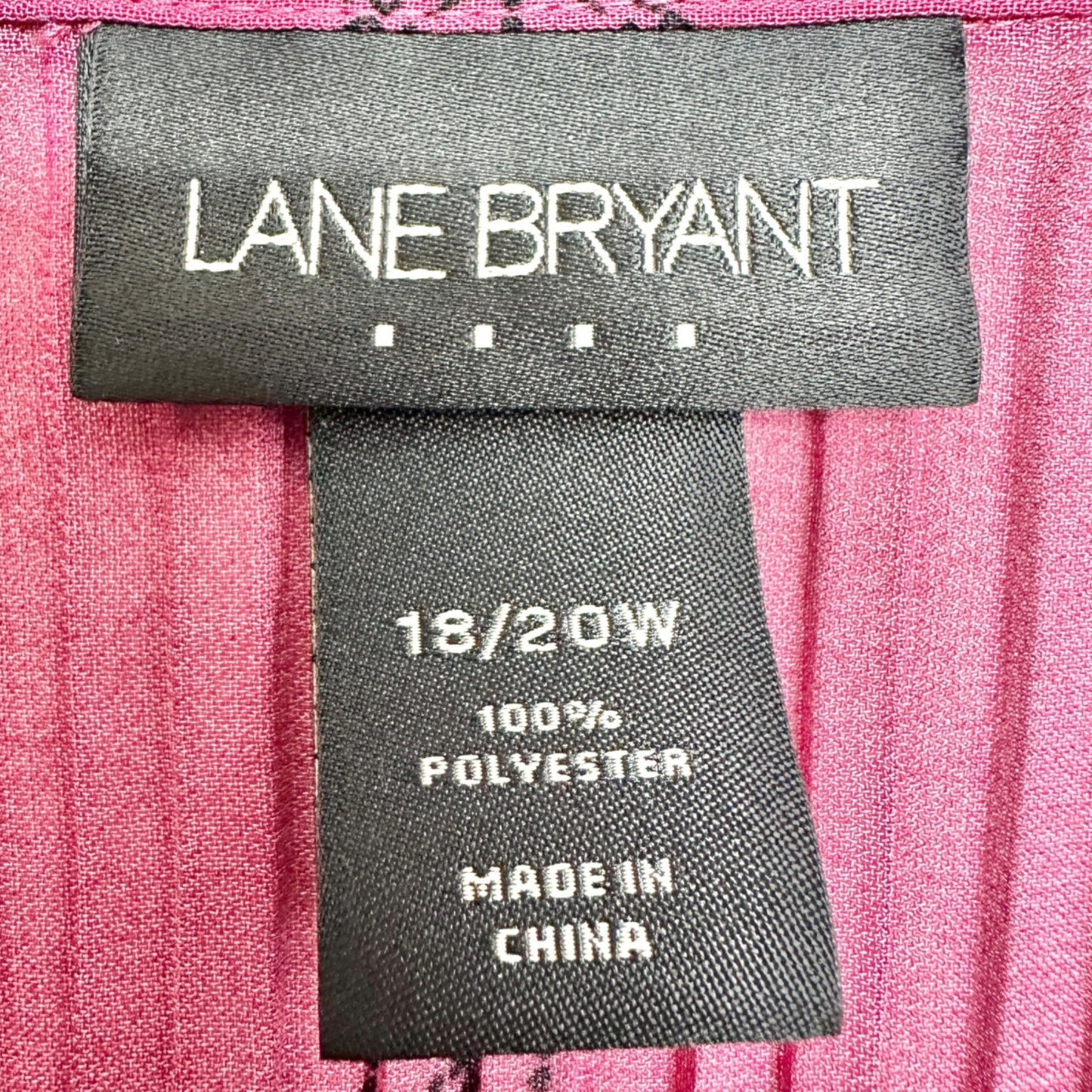 Lane Bryant Womens 18/20W Blouse Dark Pink Black Sheer Button-Down 3/4 Sleeves