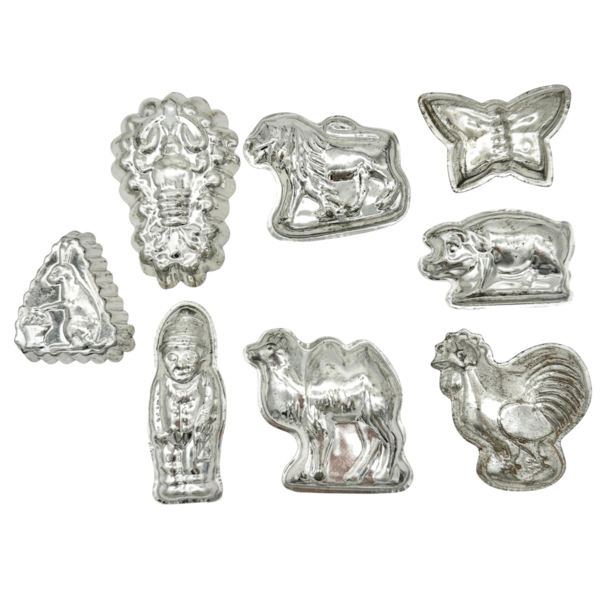 Vintage Aluminum Animal and Figure Candy Molds Set Of 8 Candy Making or Crafting
