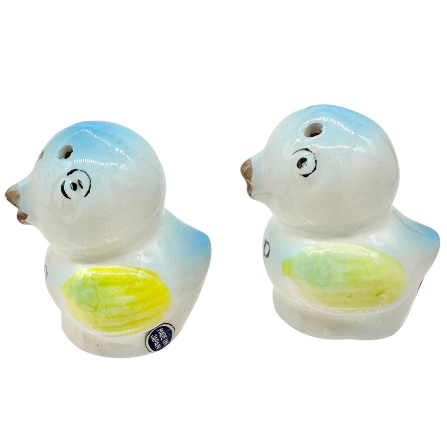 Vintage Ceramic Bird Salt and Pepper Shakers Hand-Painted Made In Japan 2in Tall