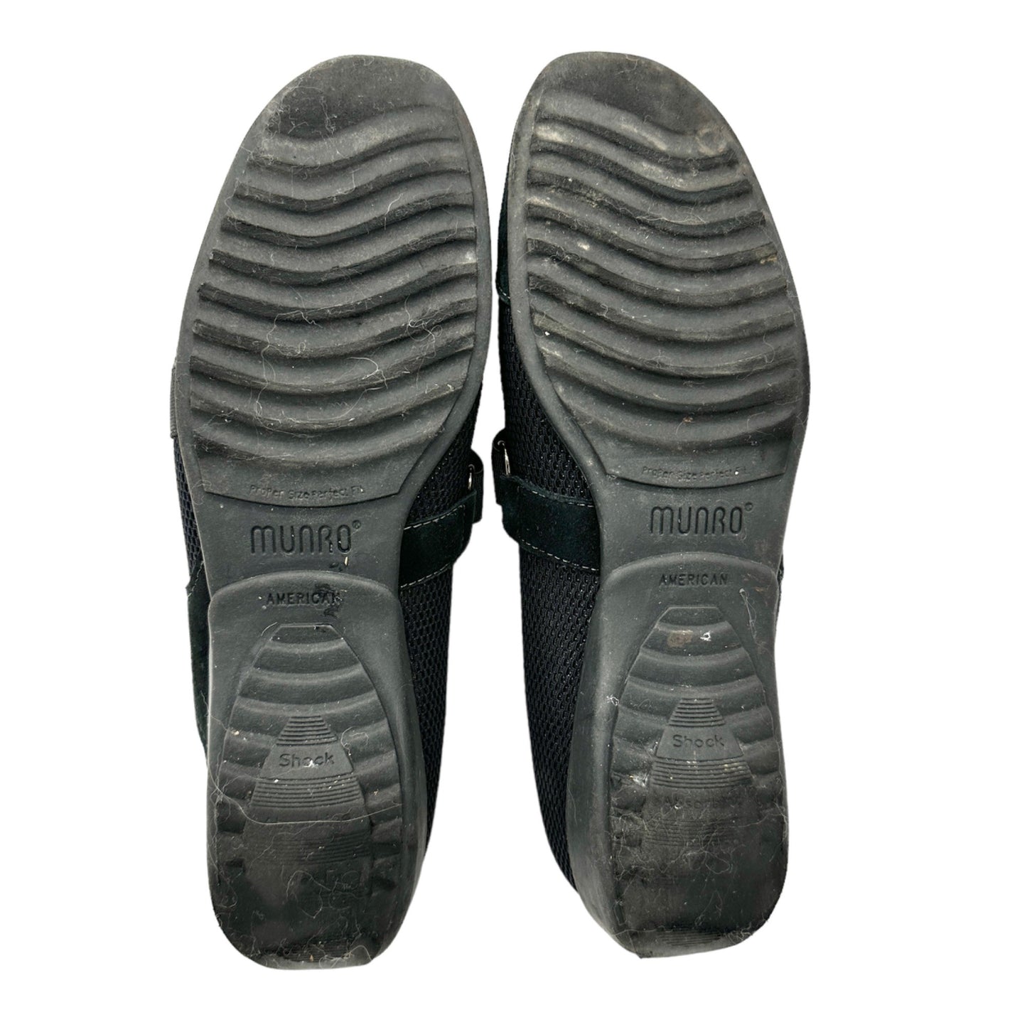 Munro American Zip Sport Shoes 8.5N Black Leather Mary Jane Slip On Walking