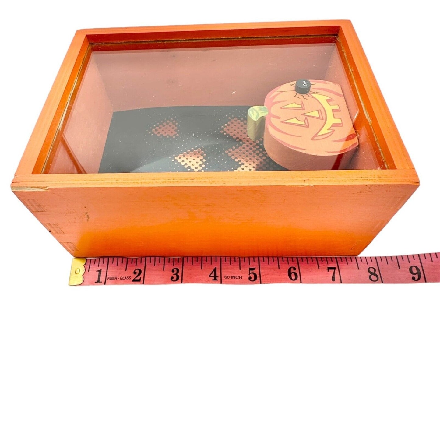 Halloween Handmade Shadow Box 7.5 x 5.5 x 3 in Orange Black Pumpkin