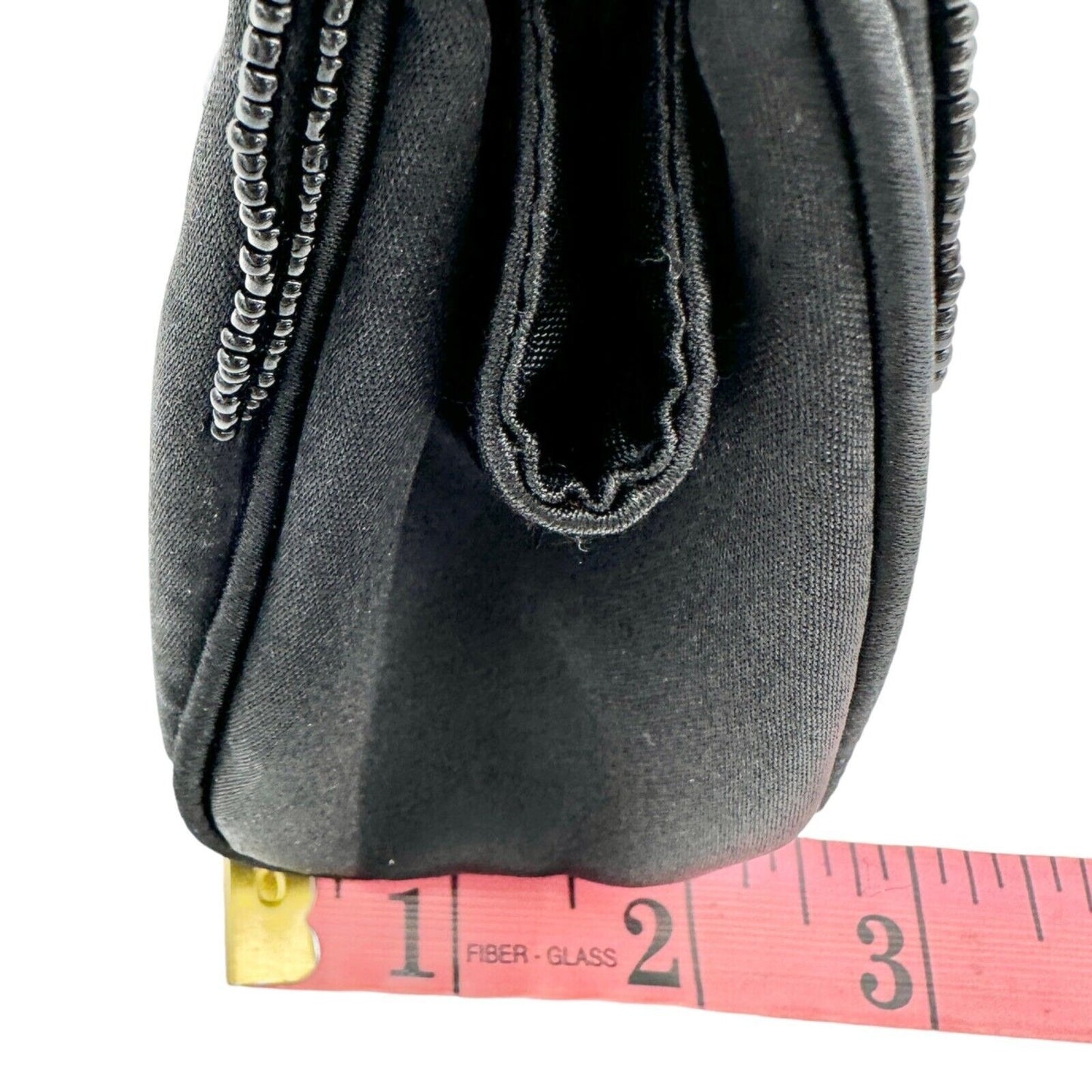 Elegant Evening Clutch Black Sequined and Beaded Silvertone Hardware EUC