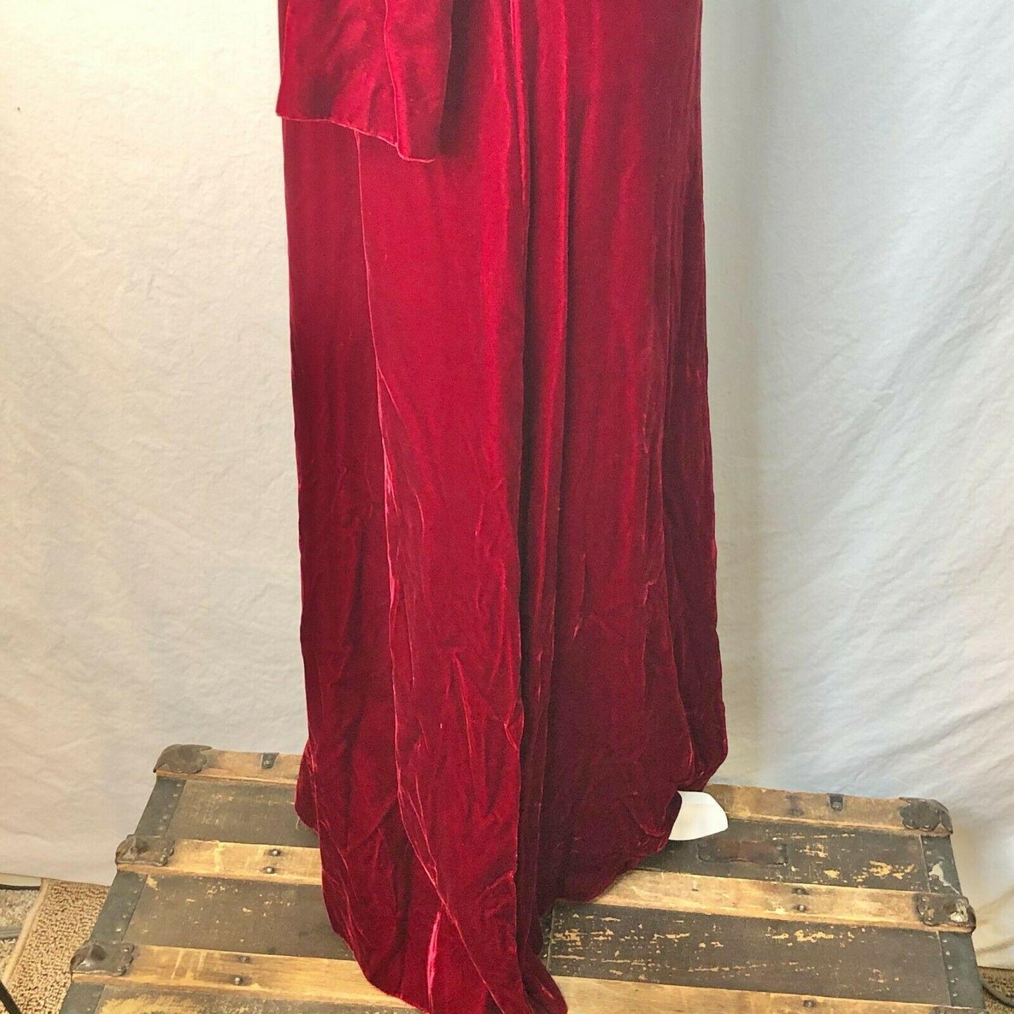Vintage Long Velvet LS Maroon Empire Waist Dress Handmade Modest