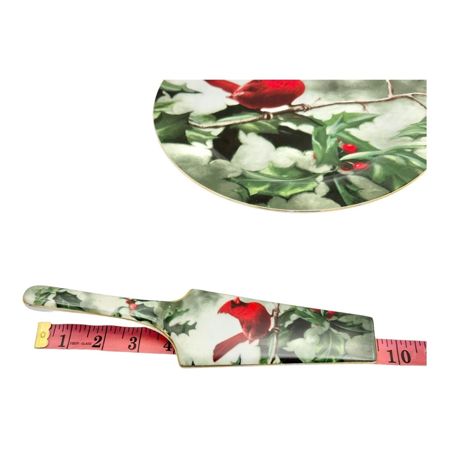 Hautman Bros Collection Christmas Cardinal in Holly China Pie Plate & Server