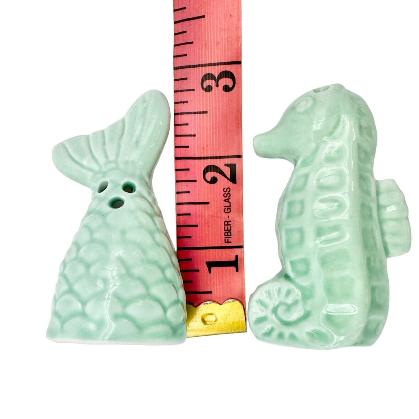 Salt & Pepper Shakers Seahorse and Fish Tail Nautical Beach Summer Home Light Gr