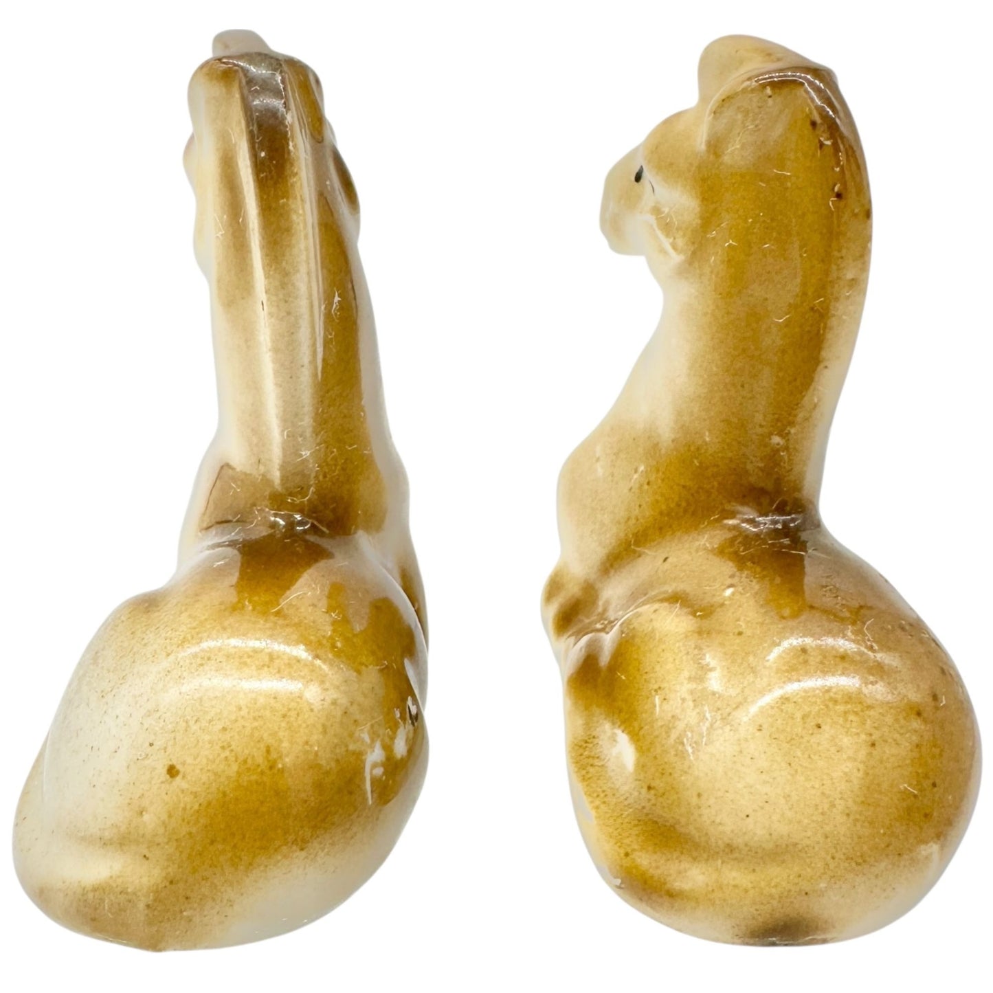 Vtg Ceramic Horse Salt and Pepper Shakers Cork Stoppers Japan Brown Mid-Century