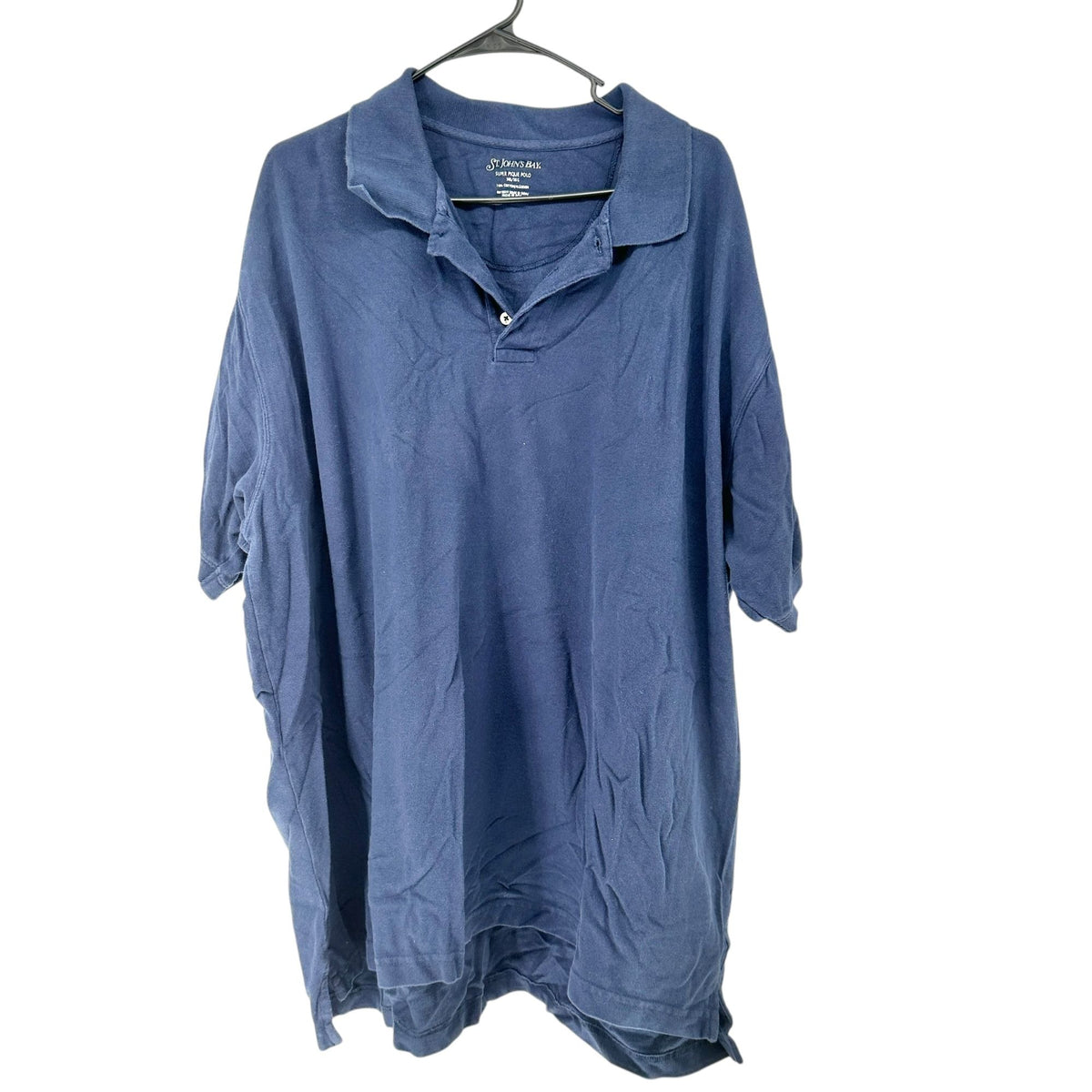 St. Johns Bay Super Pique Polo Mens 3XL Blue Short Sleeve Cotton