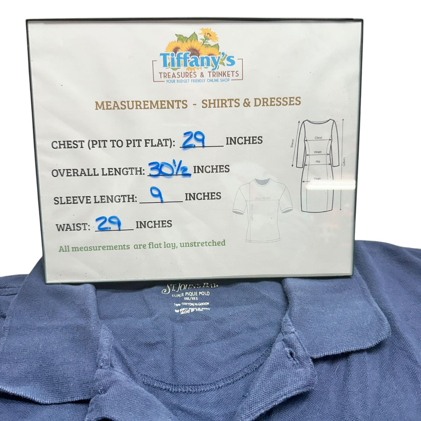 St. Johns Bay Super Pique Polo Mens 3XL Blue Short Sleeve Cotton