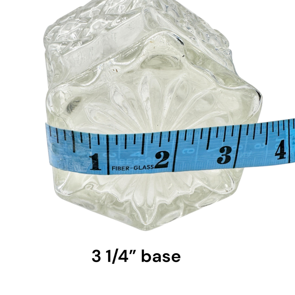 Vintage Clear Glass Decanter Hexagon Shape Diamond Pattern with Stopper 34 fl oz