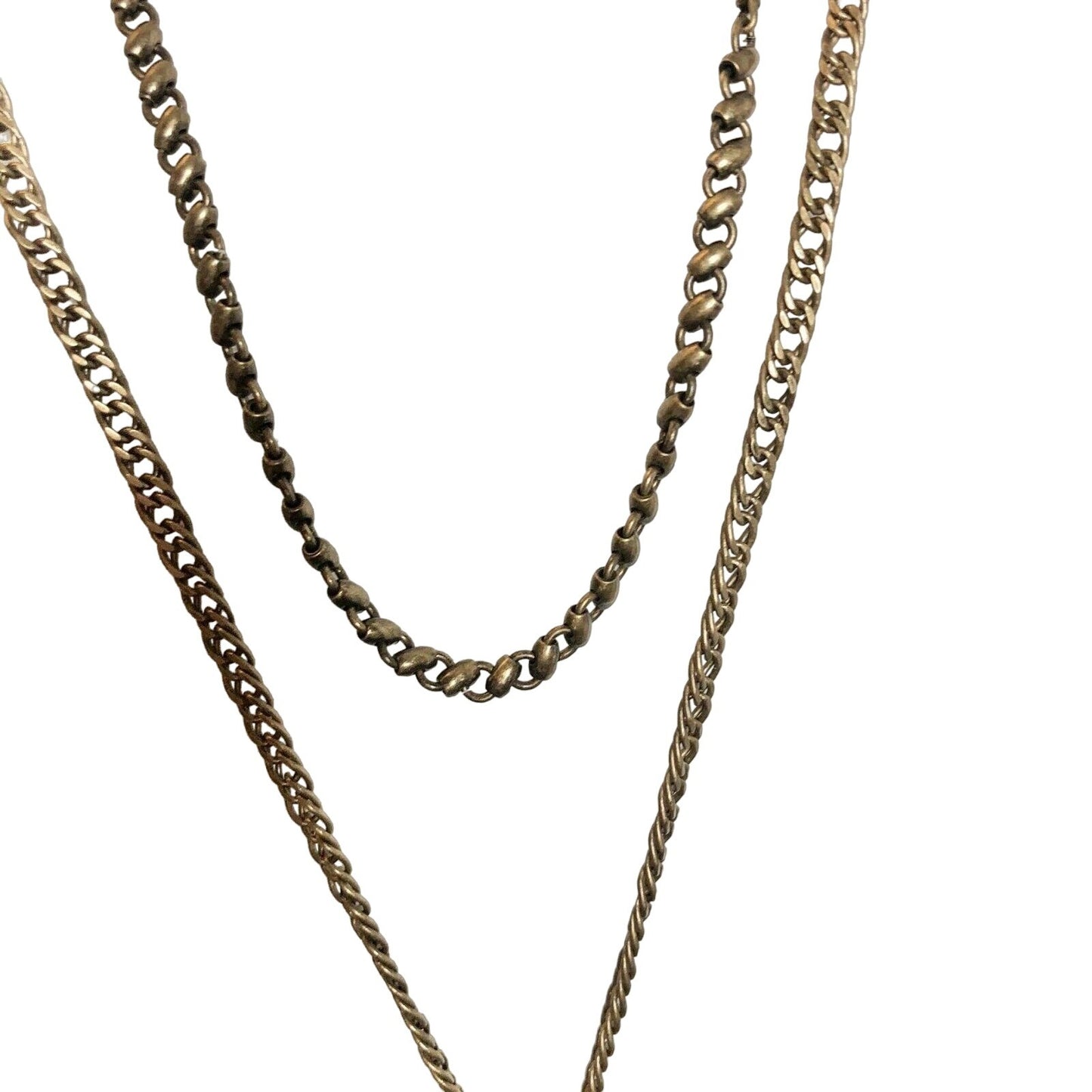 Chloe + Isabel 3 Part Convertible Necklace Crystals Brass Leaf EUC