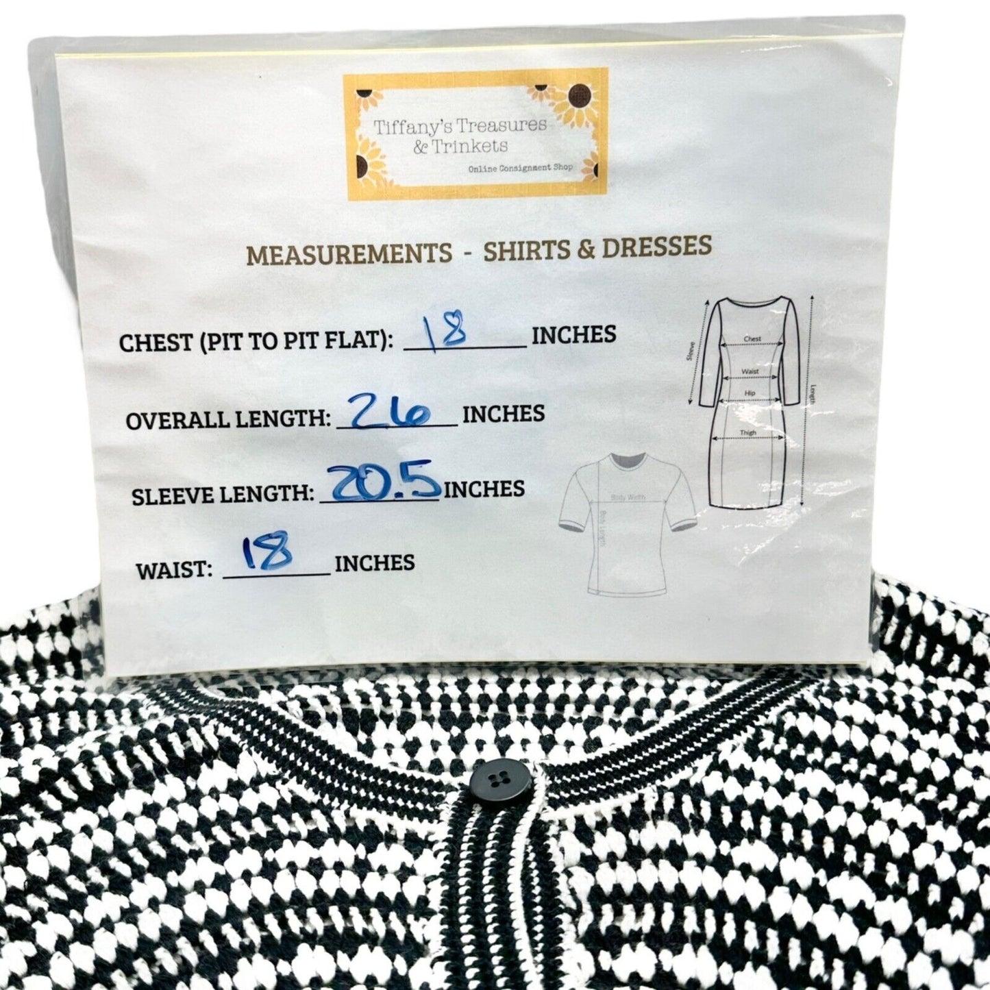 Nicole Miller Cardigan Sweater Womens Large Black and White Button Down LS