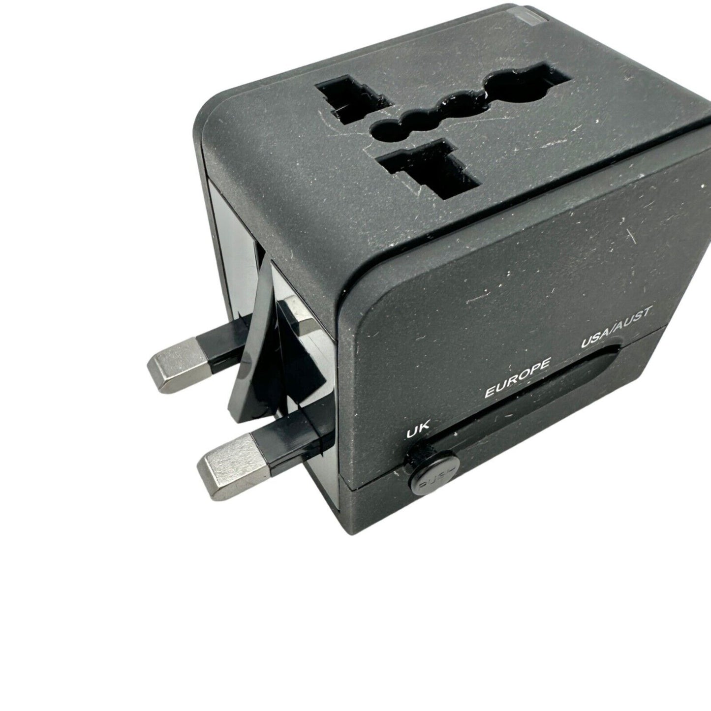 Multi-Nation Travel Adapter with USB Charger Black NEW UK Europe USA Australia