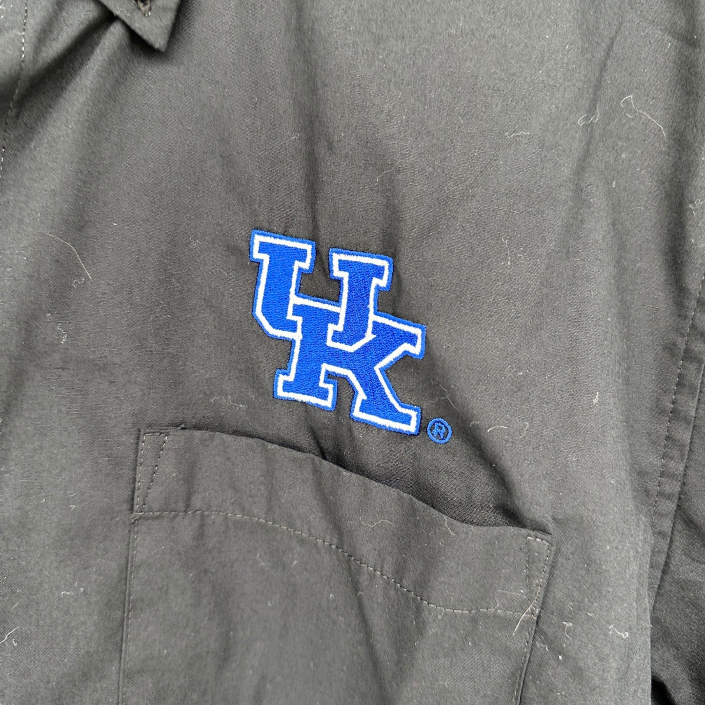University Of Kentucky Shirt Mens M Embroidered Black Button-Down Port Authority