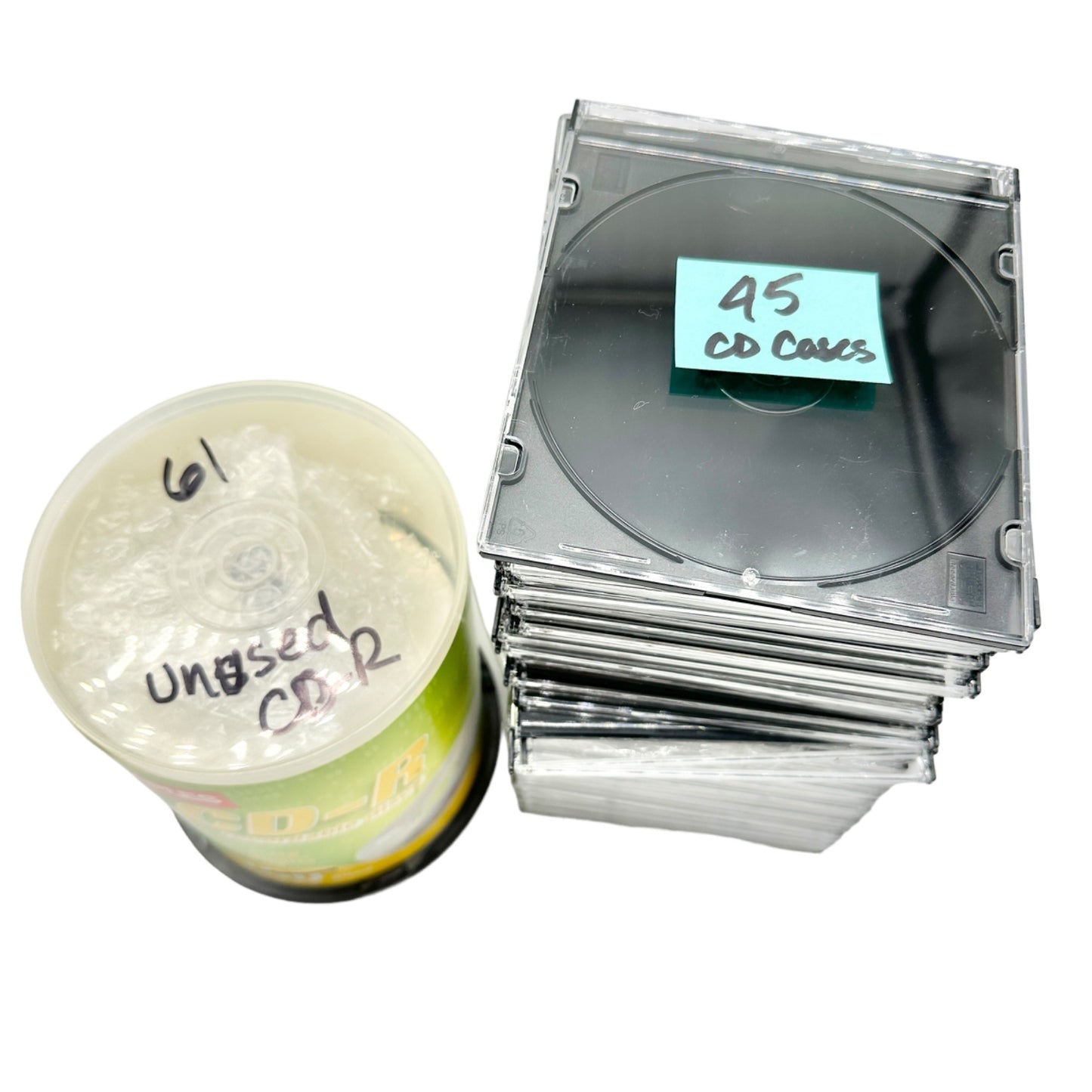 Lot of 61 Unused CD-R Recordable Discs and 45 CD Cases NEW