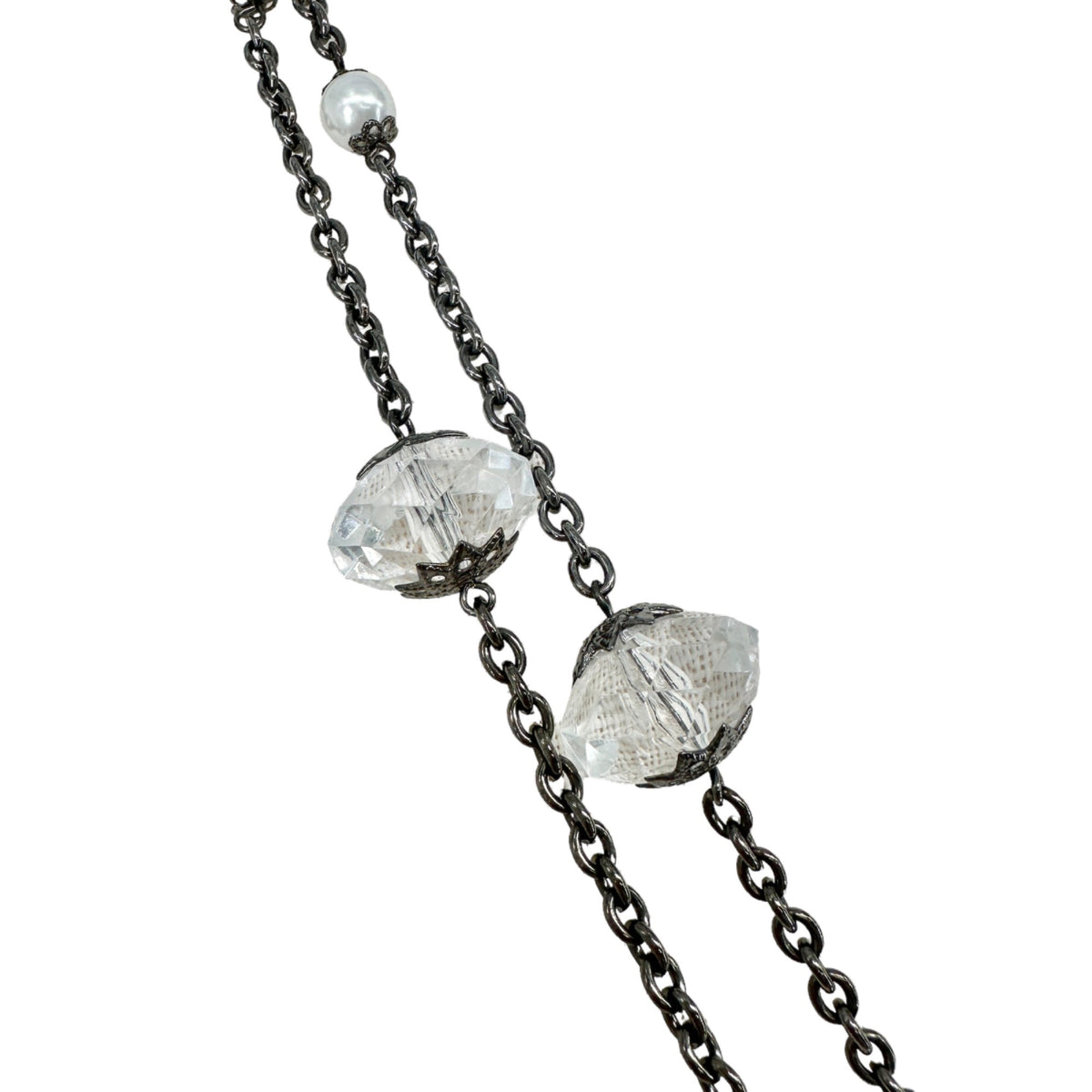 Necklace 30" Extra Long Glass & Metal Wear Multiple Ways Double Triple It
