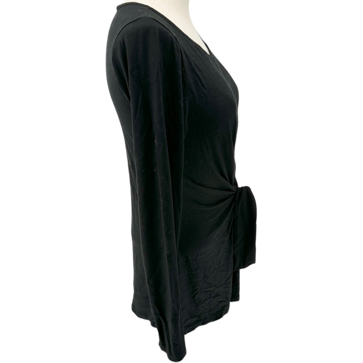 Neiman Marcus Top Womens M Black Long Sleeve Knot Front Lightweight Soft Comfort
