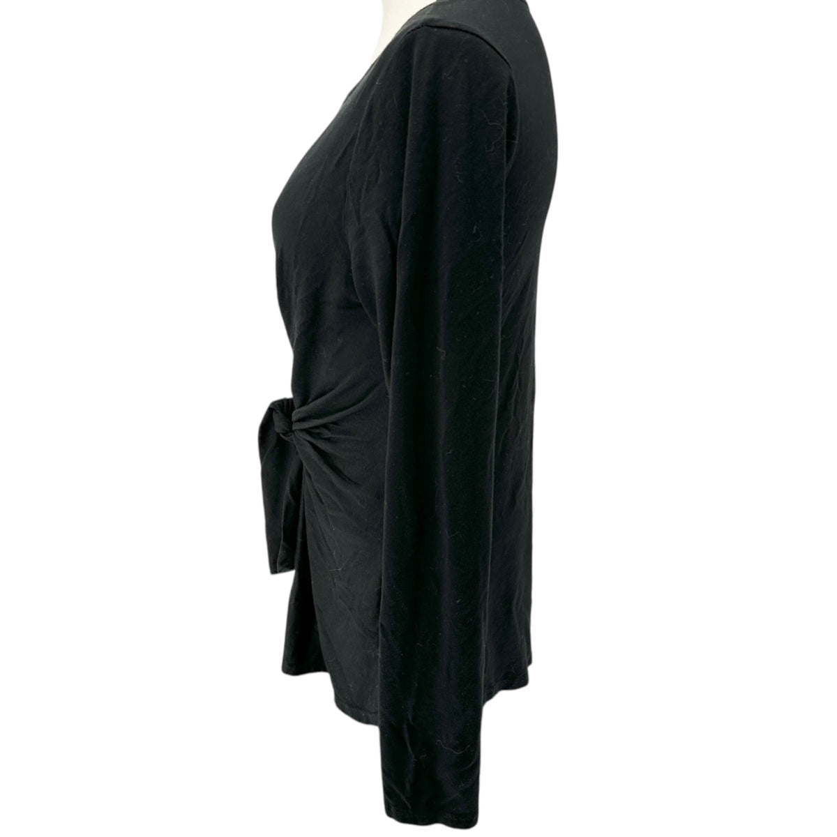 Neiman Marcus Top Womens M Black Long Sleeve Knot Front Lightweight Soft Comfort