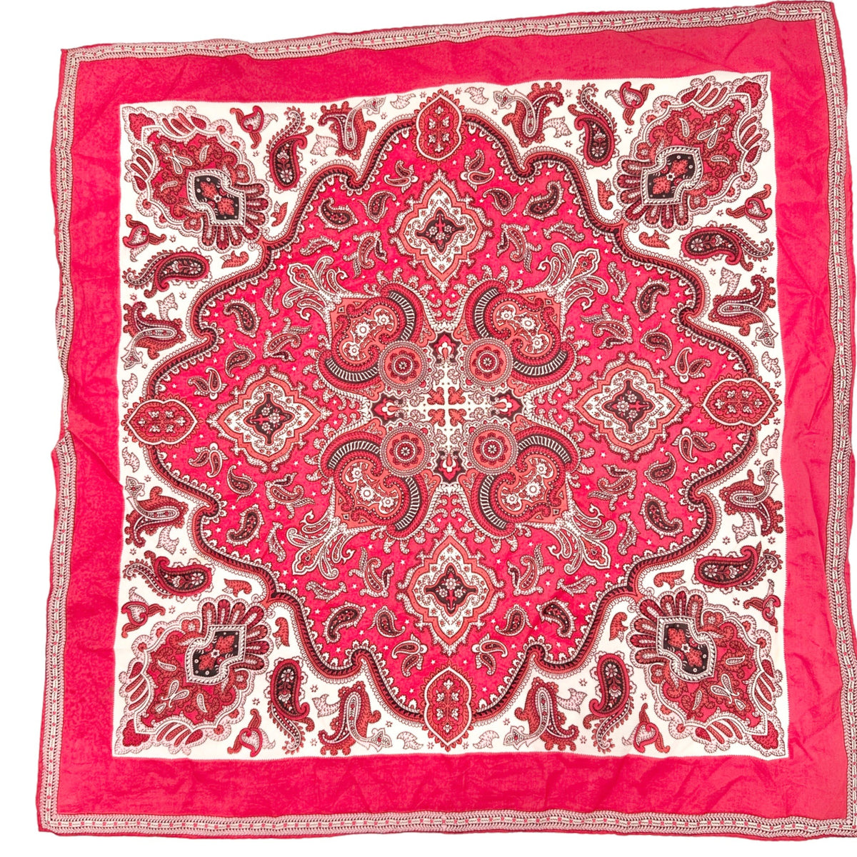 Scarf 25.5 inch Square Red White Paisley