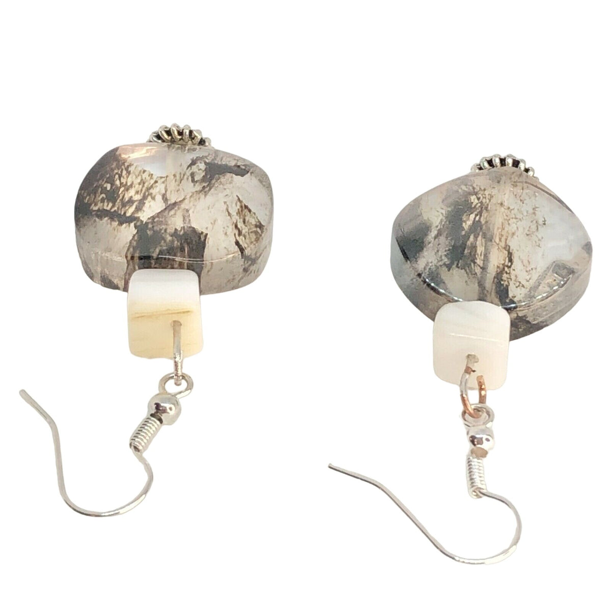 Handcrafted Dangle Earrings Unique Marble-Effect Glass Lightweight & Stylish