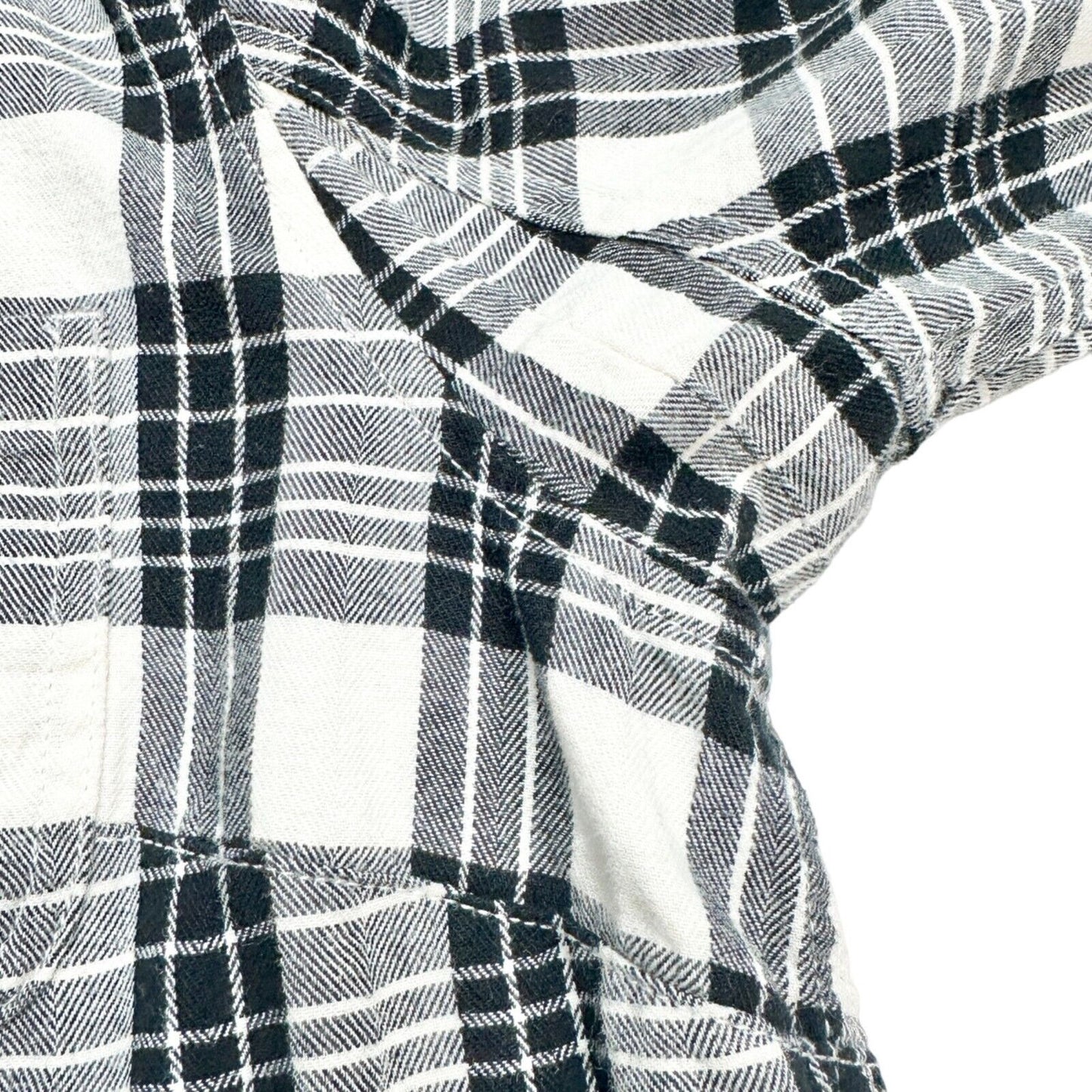Duluth Trading Co Women's M Flannel Shirt Black White Long Sleeve Button Up