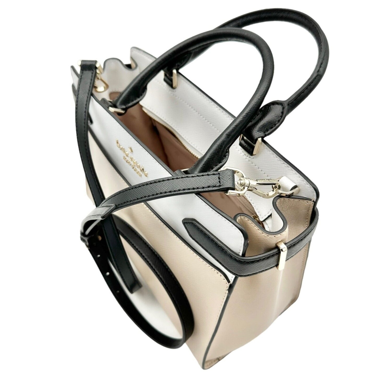 Kate Spade Handbag with Crossbody Strap Muted Pink White Black NEW