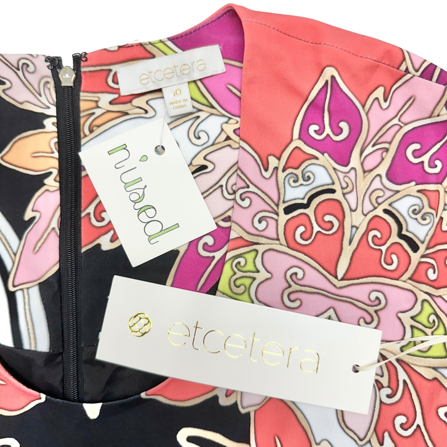 Etcetera Dress Womens 10 Abstract Multicolor Print Lined Sleeveless NWT