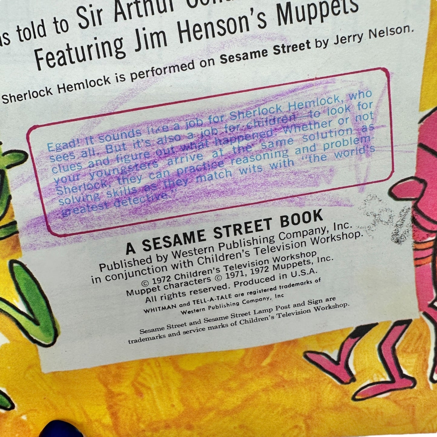 Sesame Street 1972 Sherlock Hemlock The Great Twiddleburg Mystery Hardcover Book