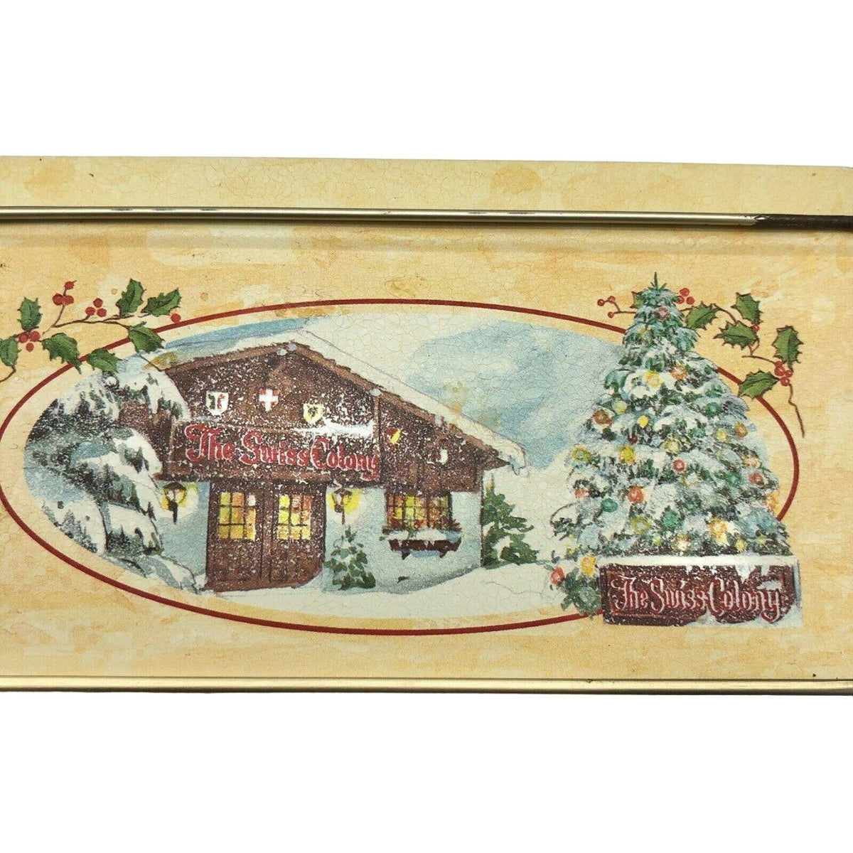 Swiss Colony Christmas Monroe Wisconsin Empty Tin Container Christmas