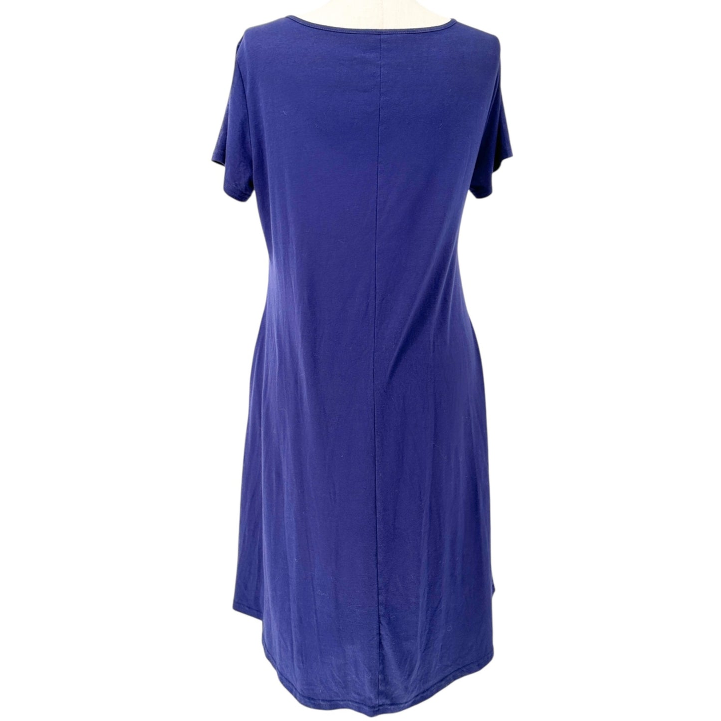 Womens Casual Dress XL A-Line Navy Blue SS Pockets Cotton Blend Soft Lightweight