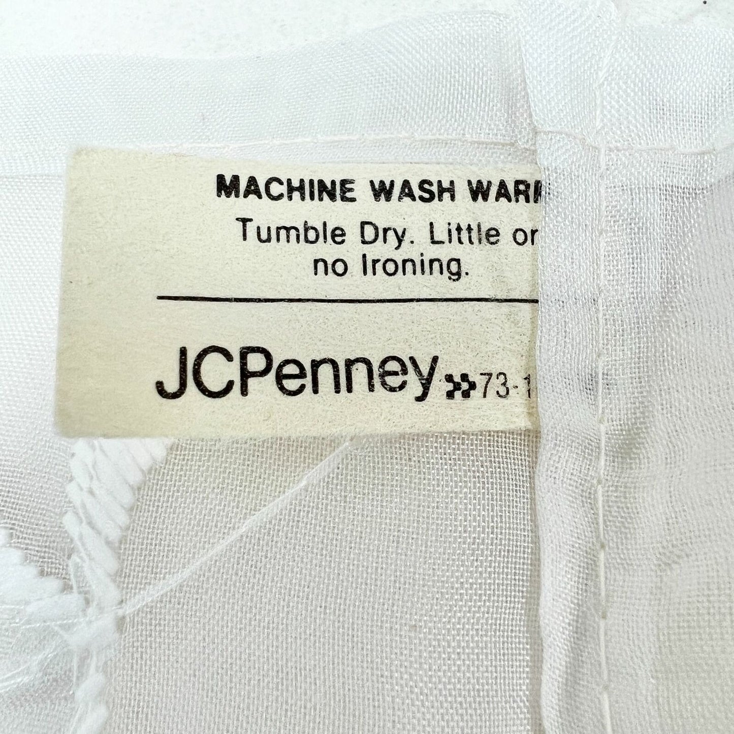 Vintage JCPenney Curtain Valance Sheer White Floral Embroidered 66x14 Scalloped