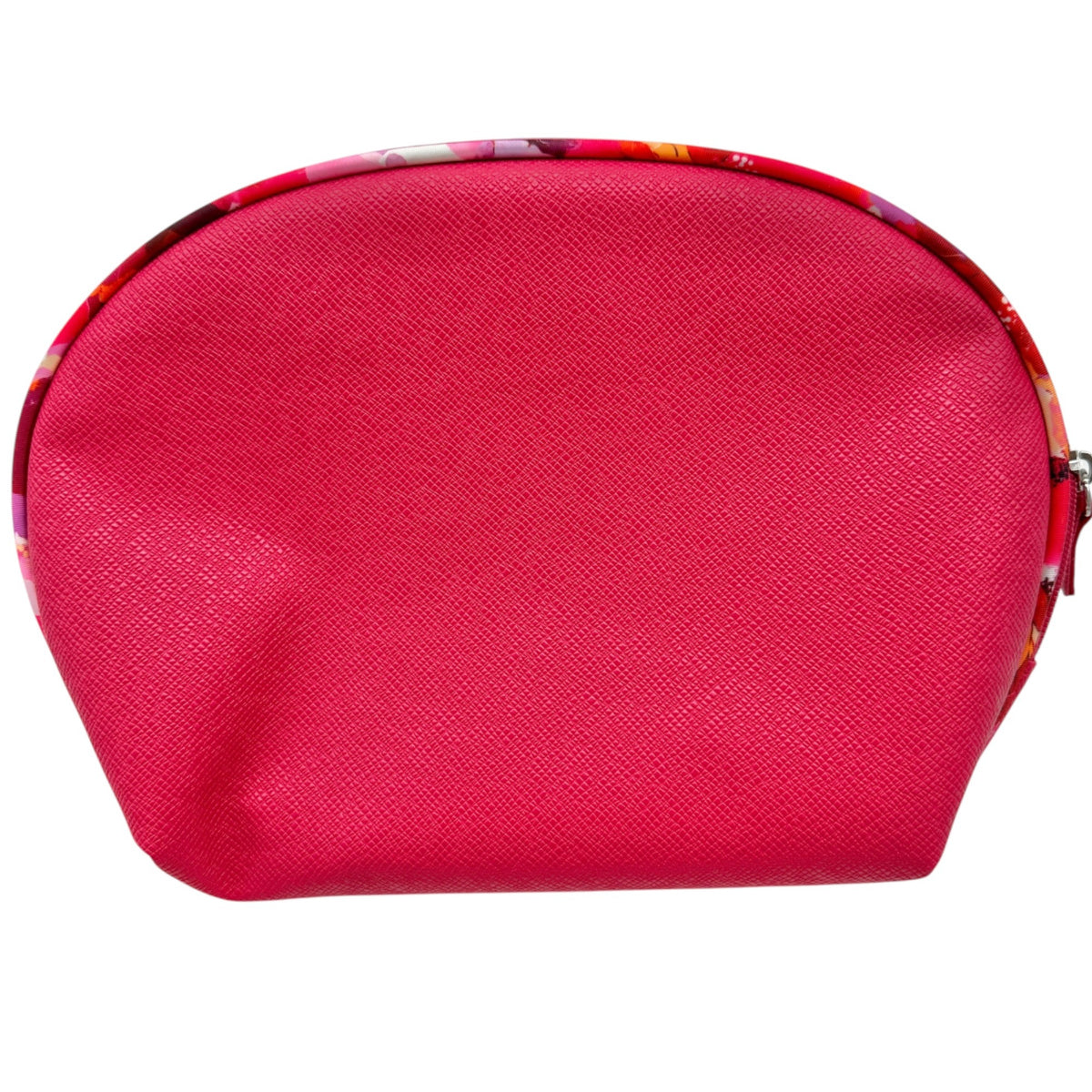 Tahari 2 Piece Cosmetic Bag Set Floral and Solid Pink Zipper Closure Travel NWOT
